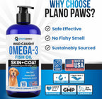 Plano Paws Aceite de Pescado Omega 3 para Perros - Suplemento Líquido de EPA y DHA