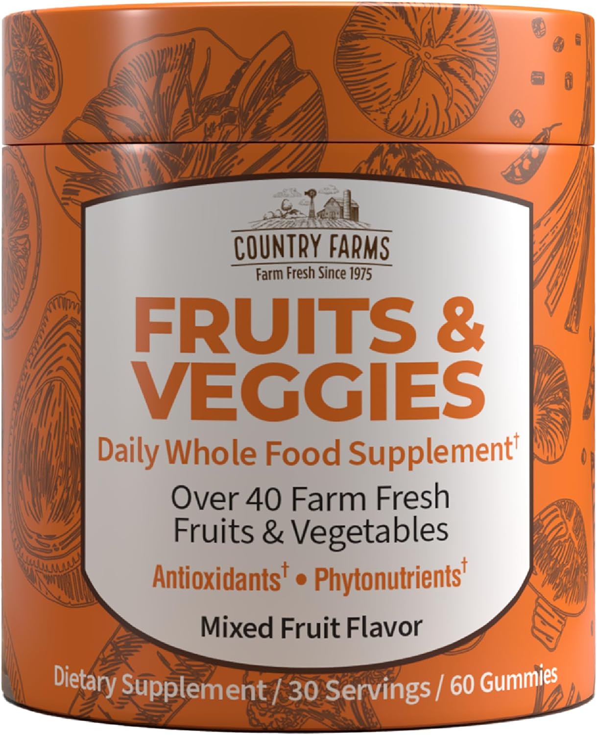 COUNTRY FARMS Fruits and Veggies Gummies – Gominolas de Frutas y Verduras con más de 40 Superalimentos