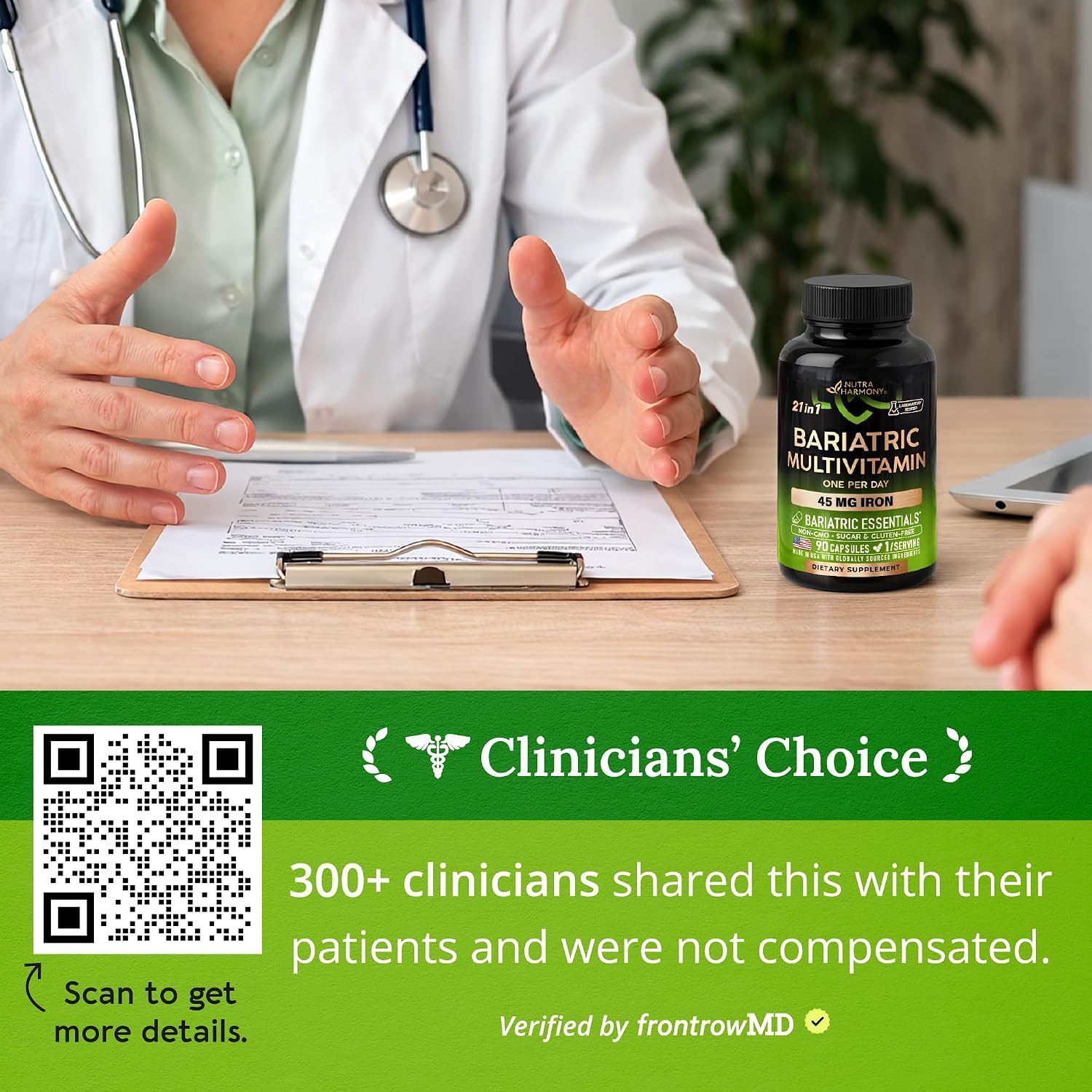 Multivitamínico Bariátrico con Hierro 45 mg - 21 Vitaminas Esenciales - Post Cirugía - 90 Cápsulas