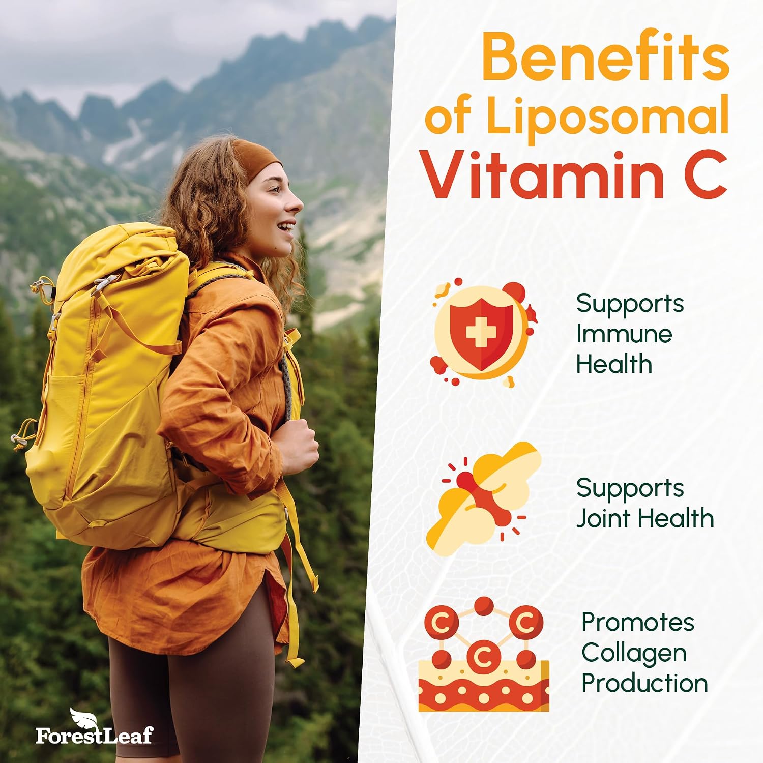 ForestLeaf Vitamina C Liposomal 1400 mg - 120 Cápsulas Veganas