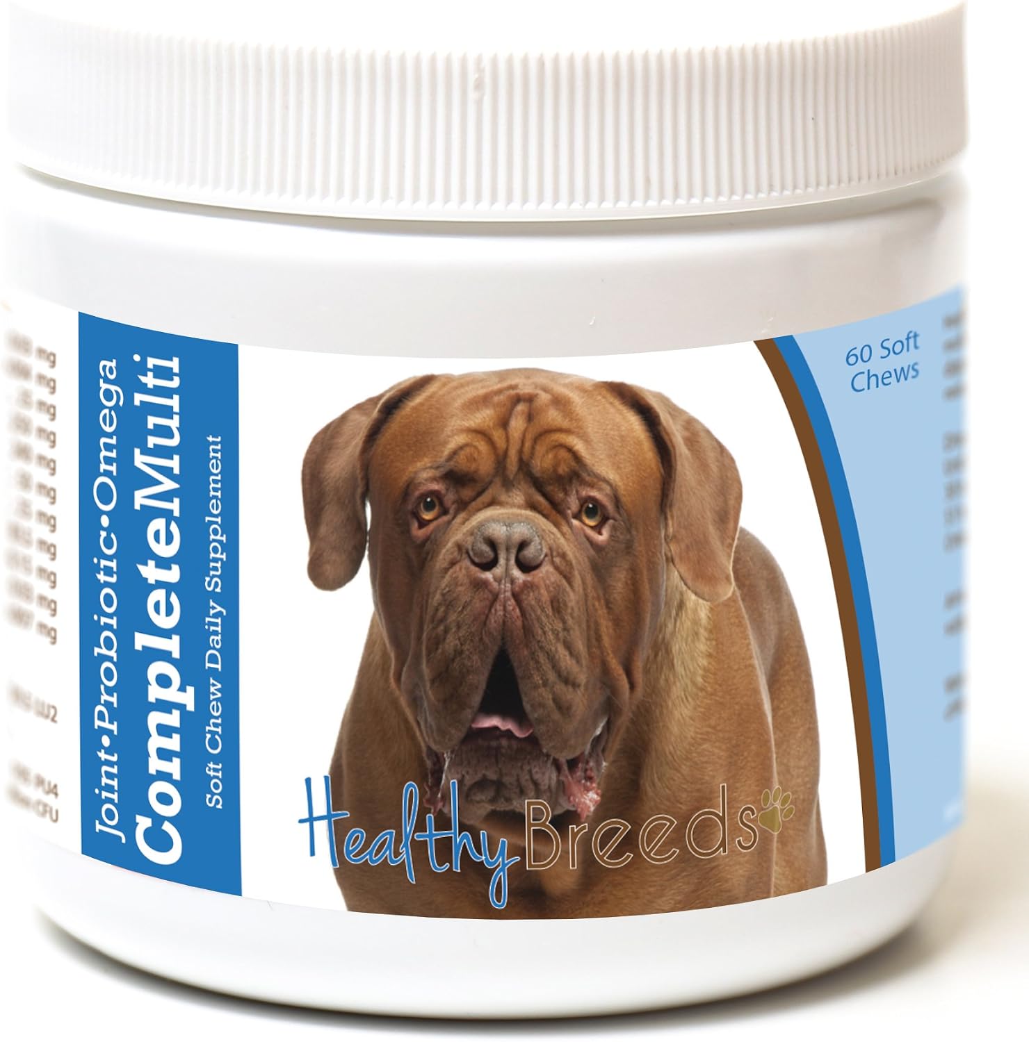 Healthy Breeds Dogue de Bordeaux Multivitamínico Completo con Probióticos, Glucosamina, Condroitina y Omega - 60 Golosinas Blandas