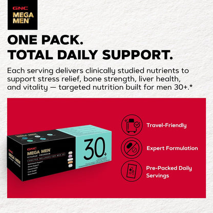 GNC Men's 30+ Vitapak Program - 5 en 1 Multivitamínico y Minerales, 30 Sobres – Image 3
