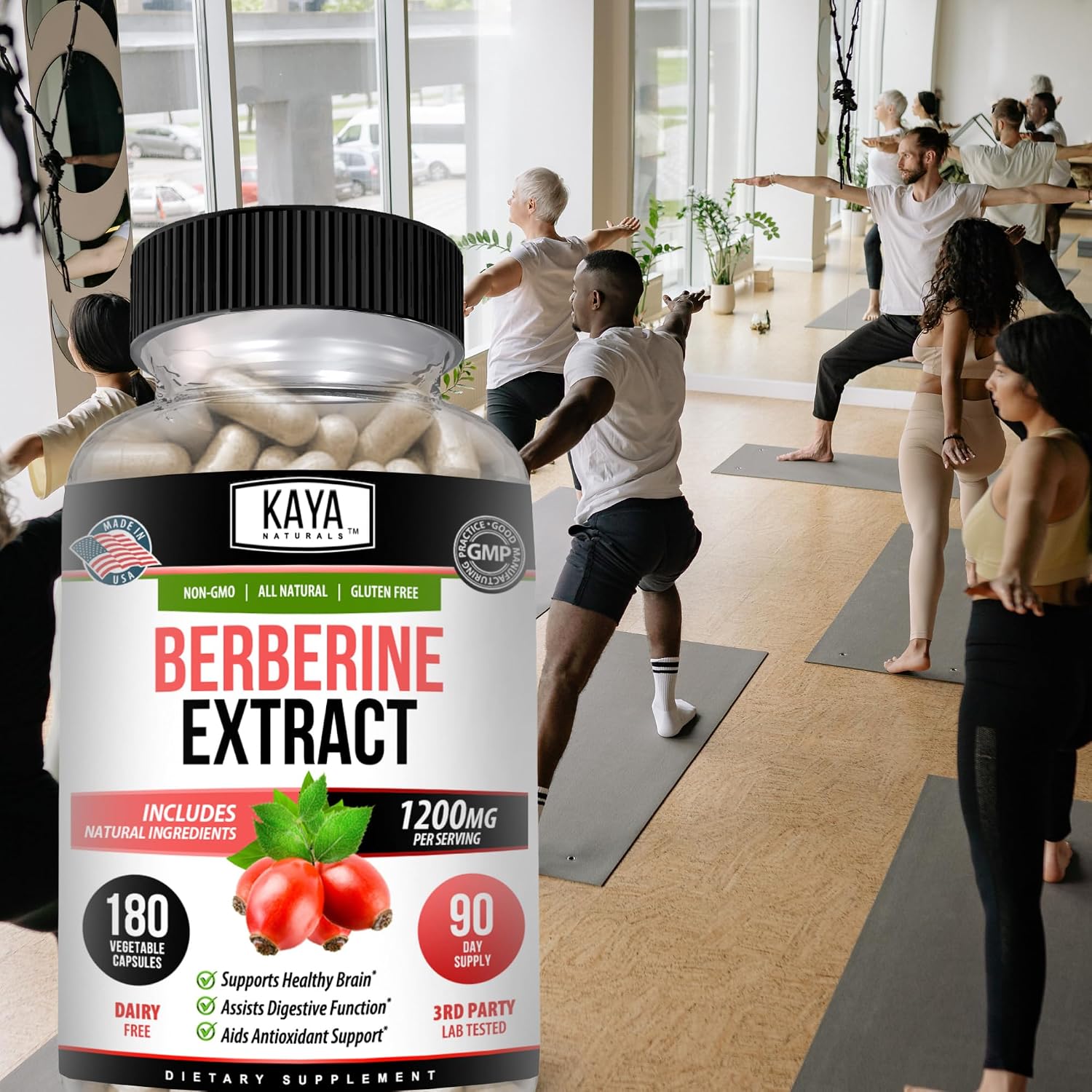 Kaya Naturals Berberina HCL 1200 mg - 180 Cápsulas Vegetarianas