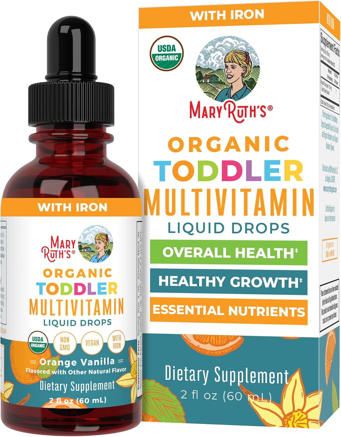 MaryRuth's Organics Multivitamínico con Hierro para Niños de 1 a 3 años, Gotas Líquidas Orgánicas, 59 ml