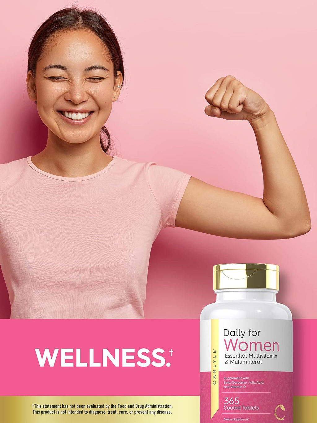 Carlyle Multivitamínico y Multimineral para Mujeres - 365 Comprimidos - Con Betacaroteno, Ácido Fólico y Vitamina D