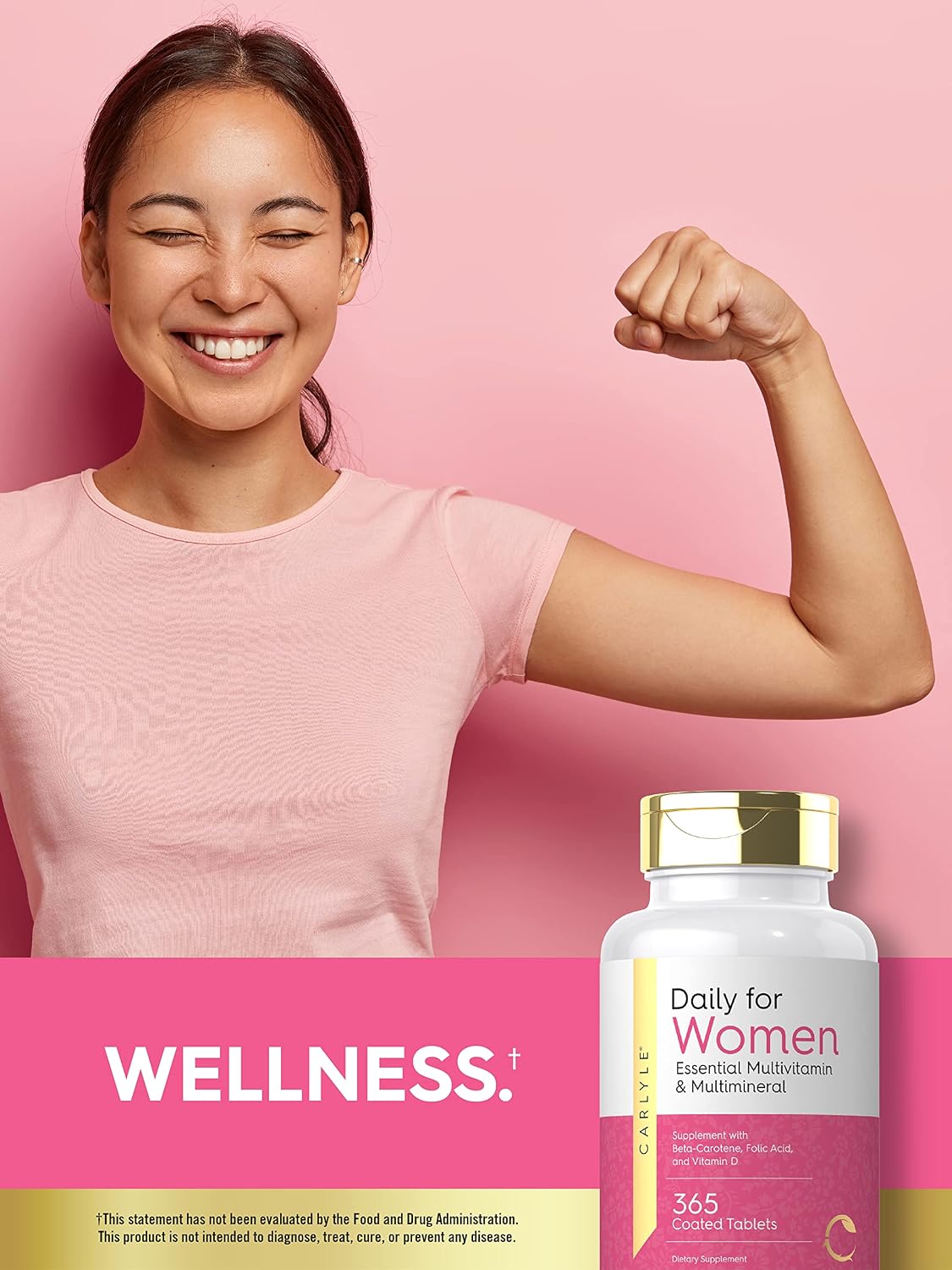 Carlyle Multivitamínico y Multimineral para Mujeres - 365 Comprimidos - Con Betacaroteno, Ácido Fólico y Vitamina D