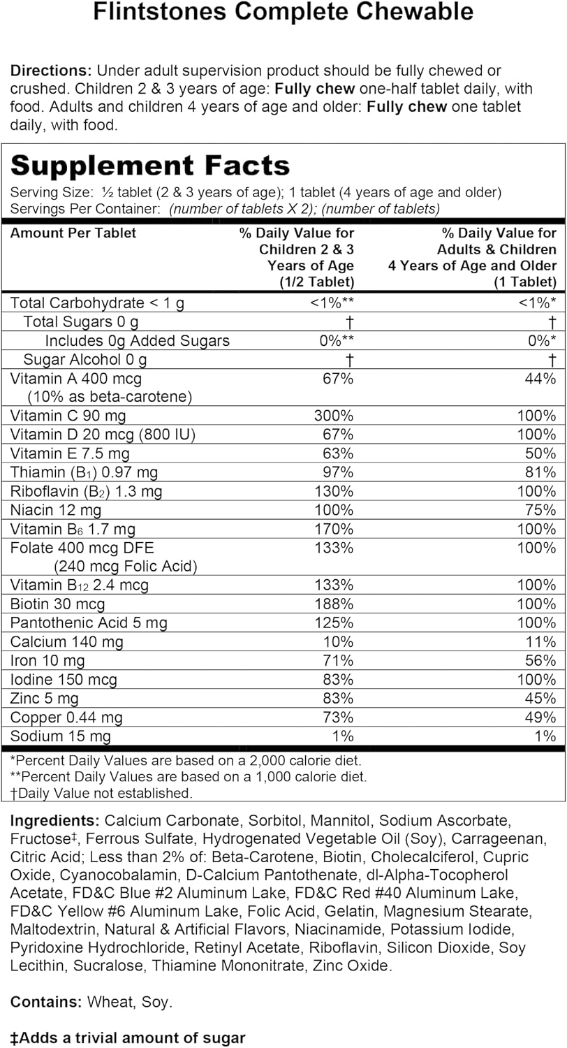 Flintstones Vitamins, Multivitamínico Masticable para Niños, 90 Comprimidos