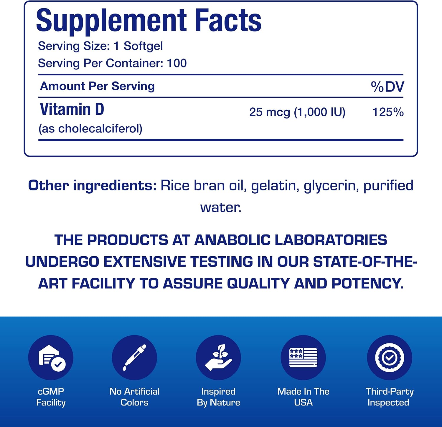 Vitamina D3 1000IU – Fórmula Clínica, Alta Absorción – 100 Cápsulas