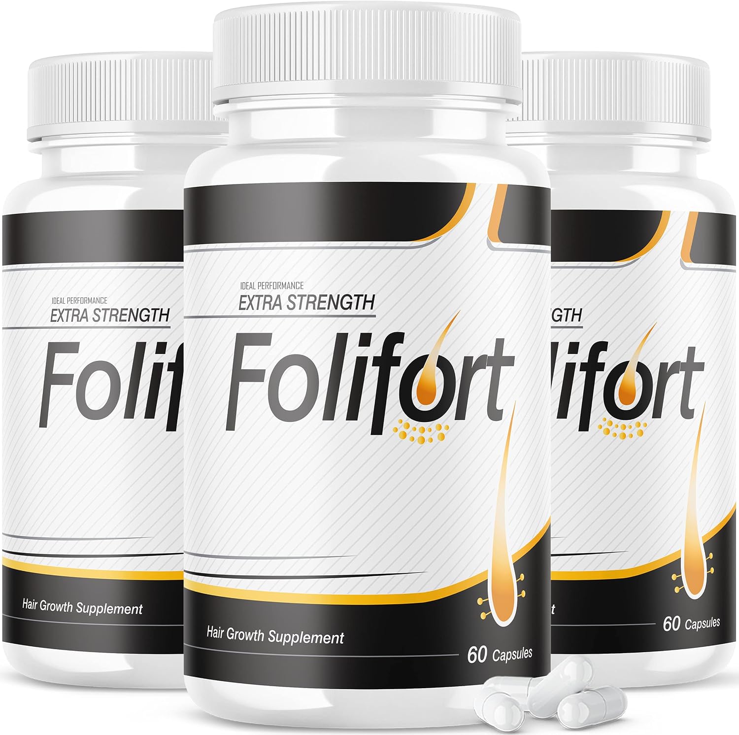IDEAL PERFORMANCE Folifort Hair Growth - Complemento Alimenticio para el Cabello, 180 Cápsulas (3 Paquetes)