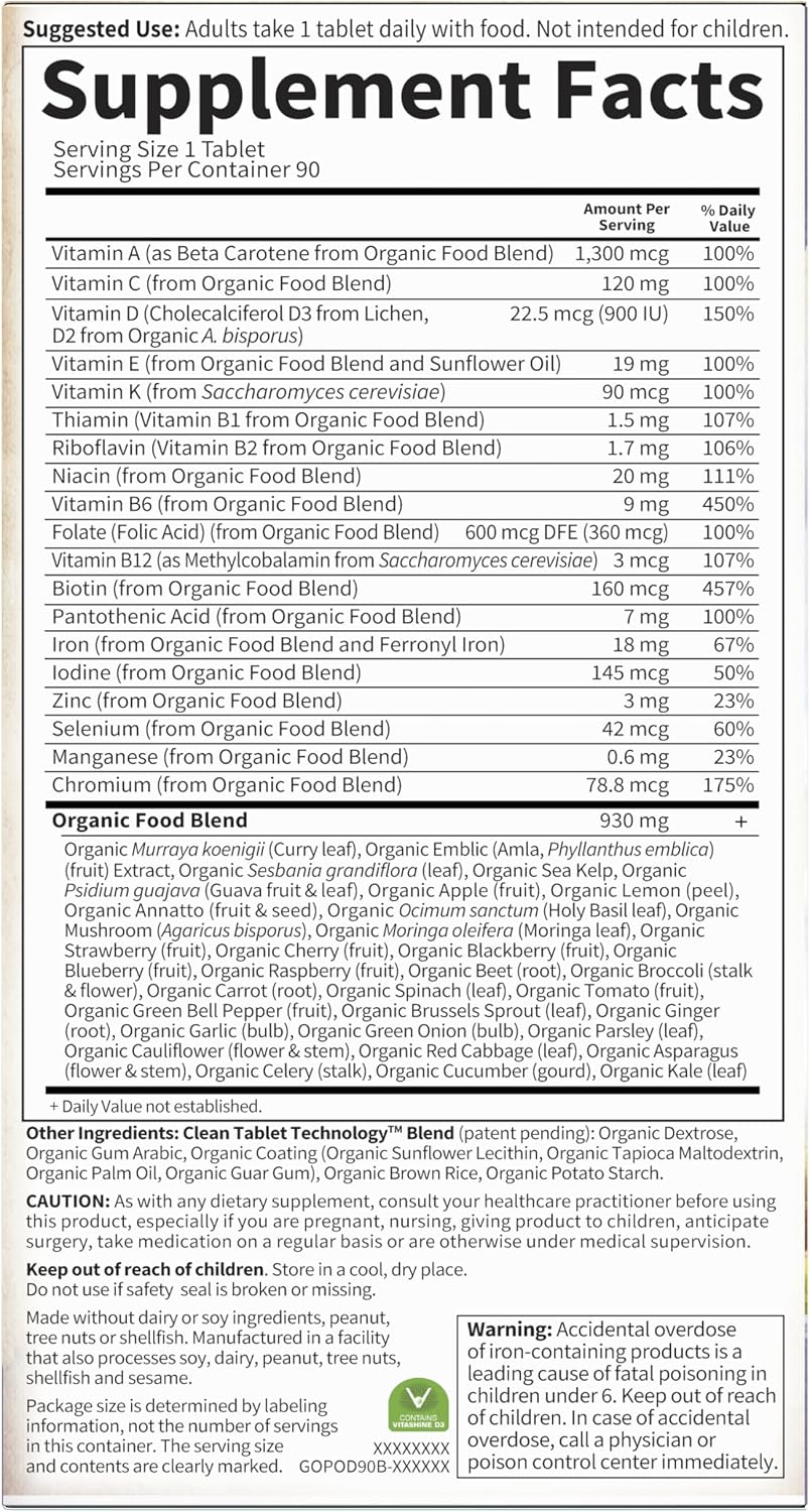 Garden of Life Vitaminas Prenatales Orgánicas, 90 Comprimidos