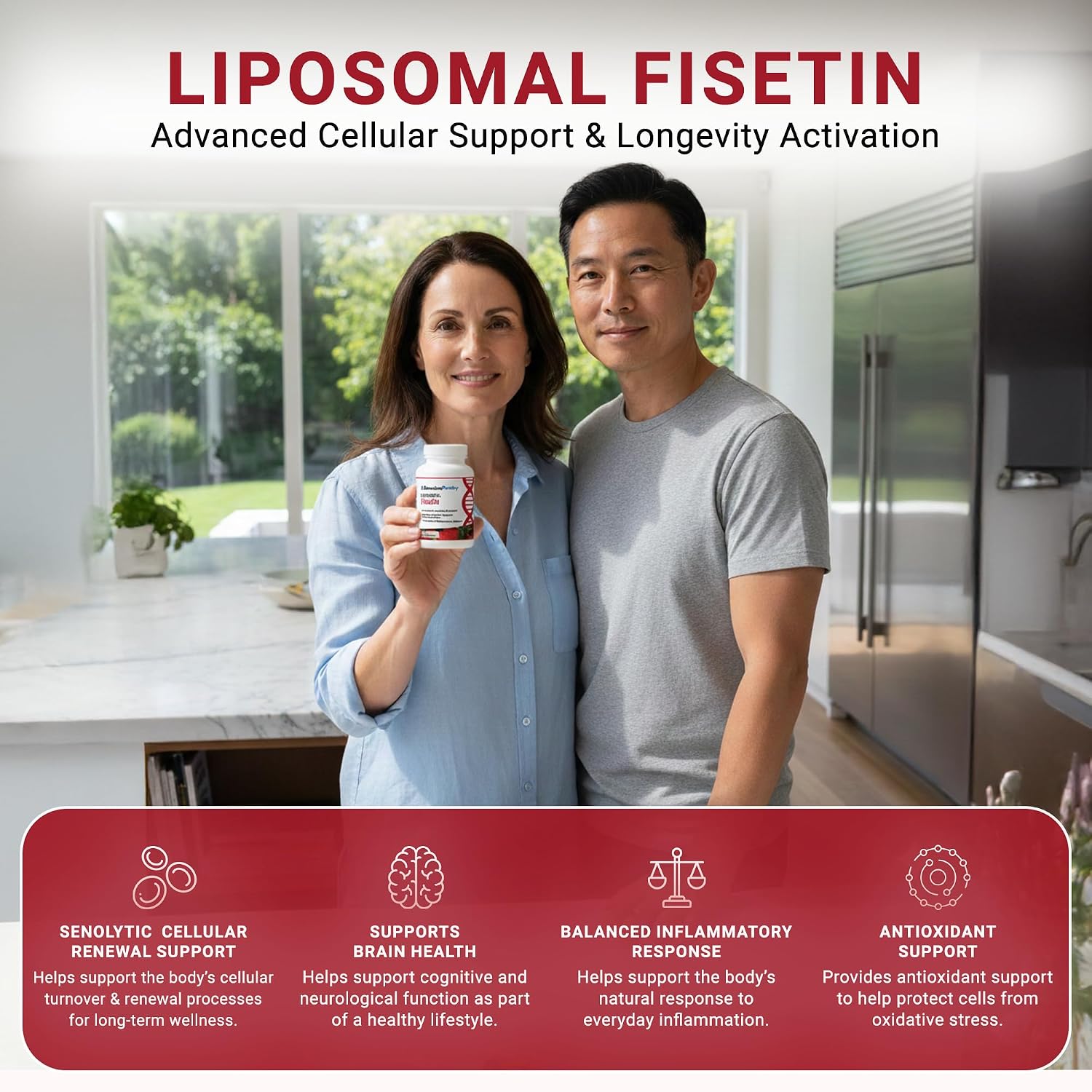GenuinePurity Liposomal Fisetin 150mg — 60 Cápsulas Veganas para la Salud Celular, Defensa Antioxidante y Bienestar Cognitivo