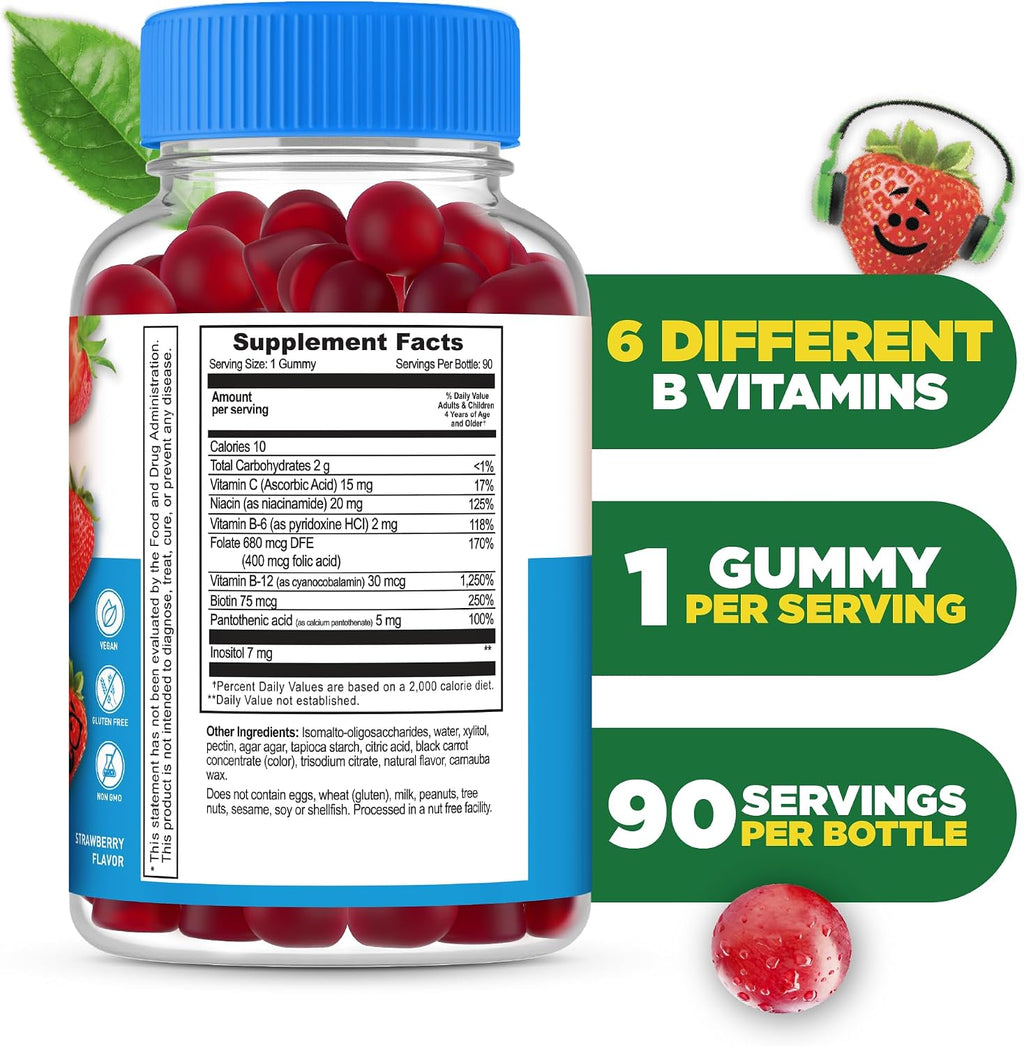 Lifeable Complejo B sin Azúcar para Niños con Vitamina C - 90 Gomitas