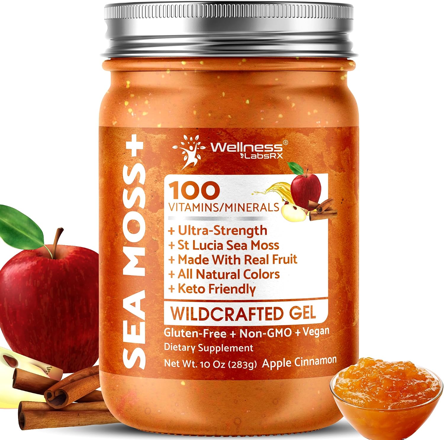 Irish Sea Moss Gel - Wildcrafted Seamoss Gel - Sabor Piña y Mango - 283 g