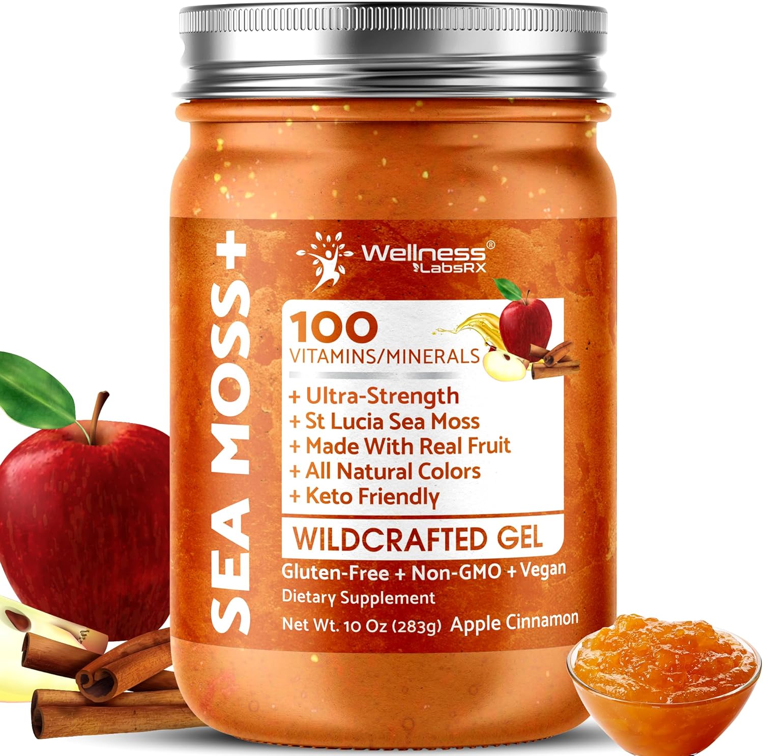 Gel de Musgo de Mar Irlandés - Superalimento Silvestre - Sabor Manzana y Canela - 283 g