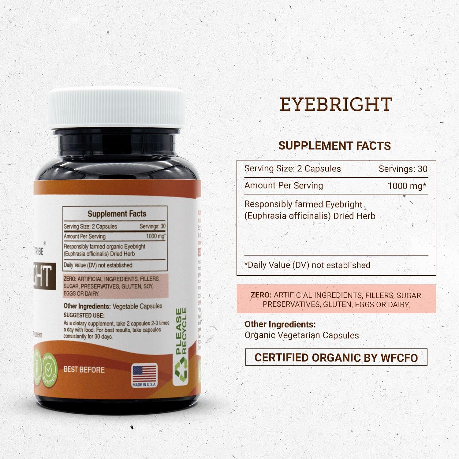 Secrets of the Tribe Eyebright 60 Cápsulas, 1000 mg - Euphrasia officinalis