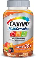 Centrum Multivitamin Gummy for Adults 50 Plus, Sabor Fruta, 120 Gomitas