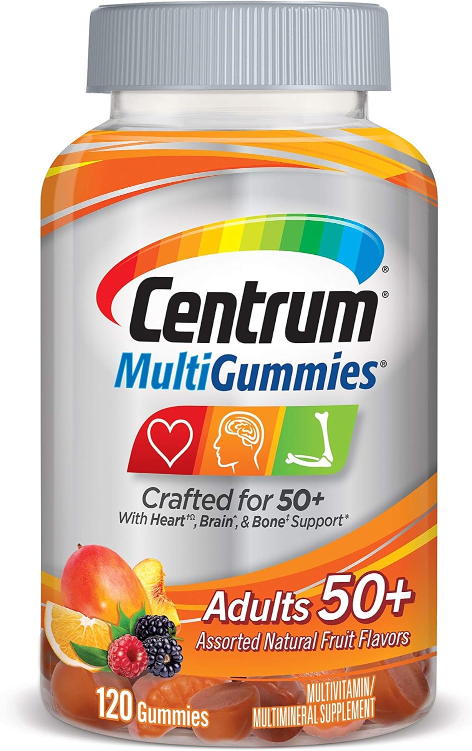 Centrum Multivitamin Gummy for Adults 50 Plus, Sabor Fruta, 120 Gomitas