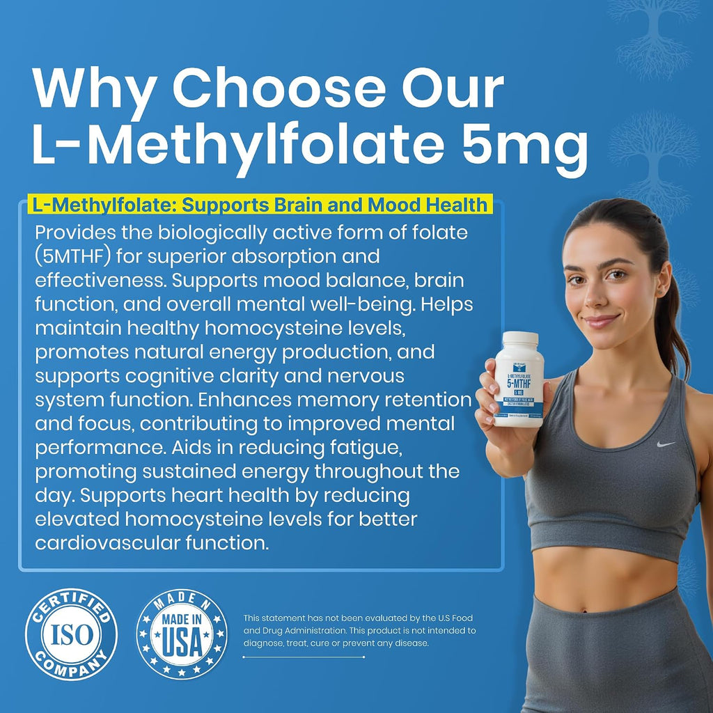 L-Metilfolato 5mg | 90 Cápsulas | Metilfolato Bioactivo 5-MTHF