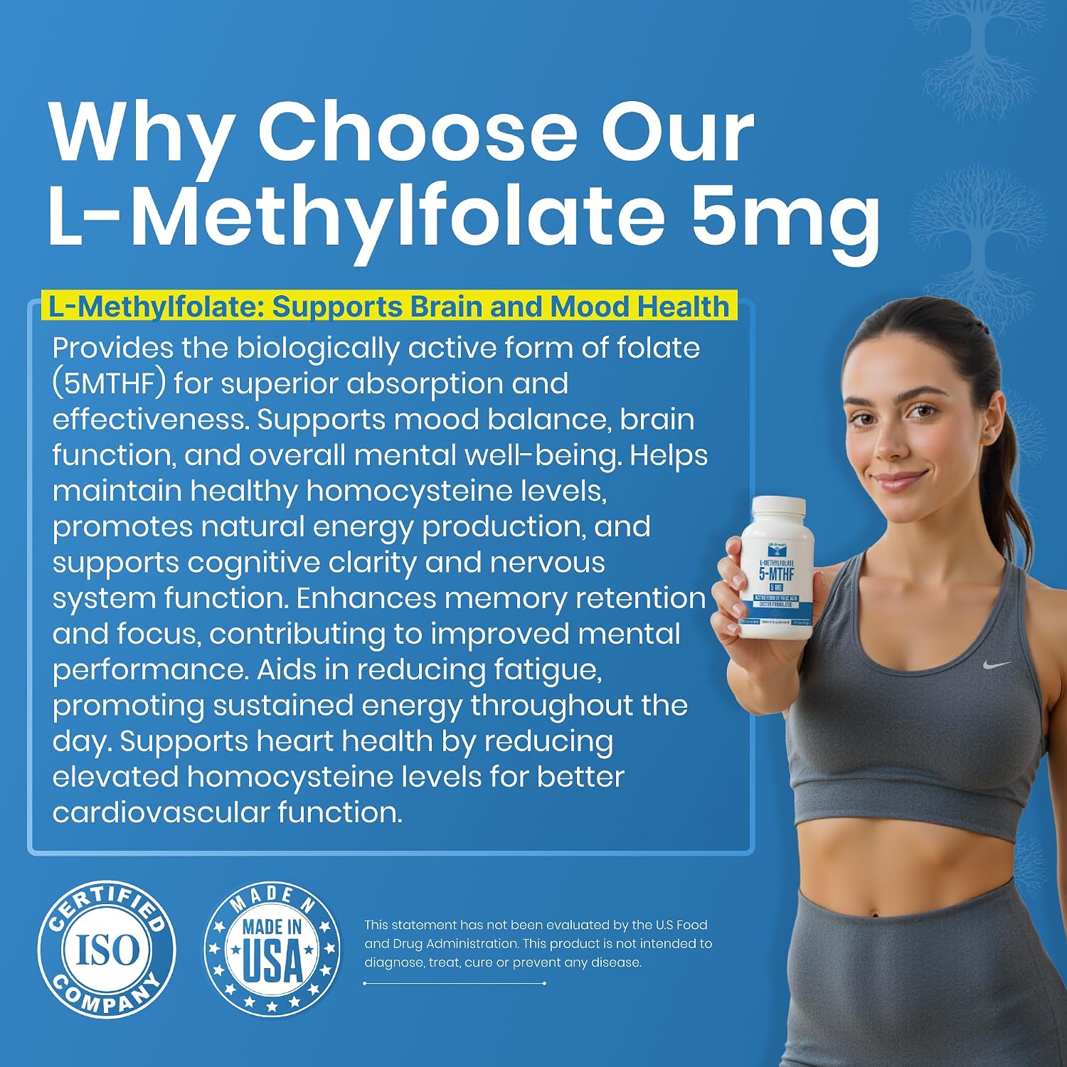 L-Metilfolato 5mg | 90 Cápsulas | Metilfolato Bioactivo 5-MTHF