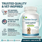 Nutrition Strength Apoyo cardíaco para perros con taurina y carnitina, 120 comprimidos masticables