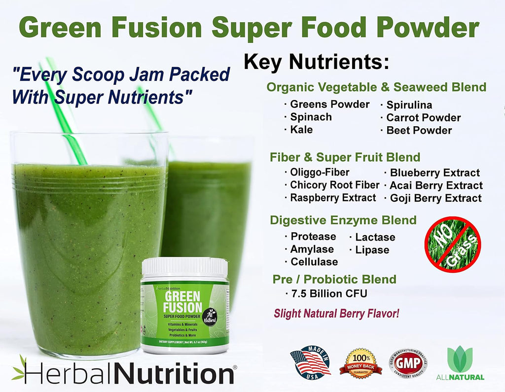 Green Fusion Superfood Powder - Frutas, Verduras y Probióticos