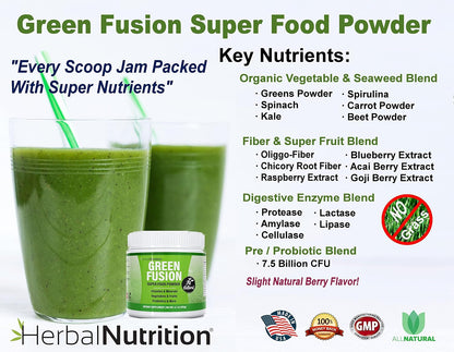 Green Fusion Superfood Powder - Frutas, – Frutas del bosque: Frambuesas y arándanos, con alto contenido en – Image 3