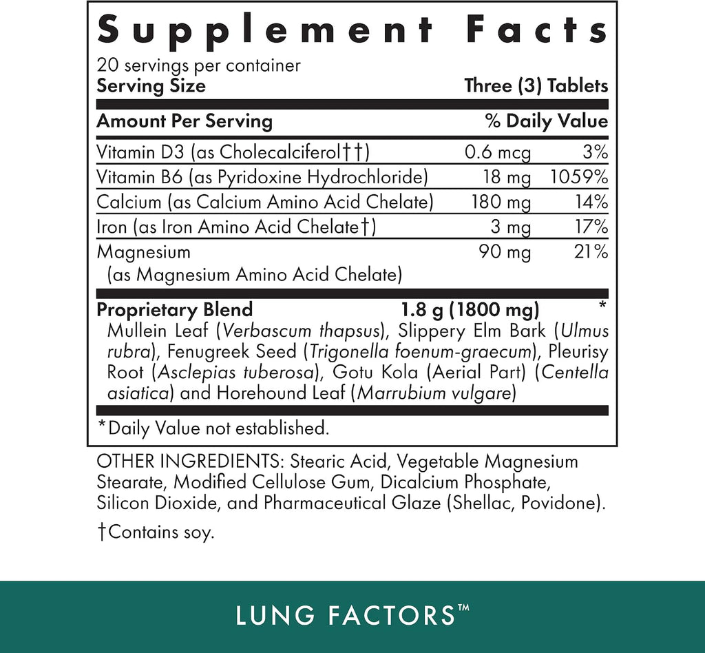 Michael's Health Lung Factors - 60 Comprimidos Vegetarianos - Nutrientes para la Función Pulmonar - con Vitamina D, Calcio y Magnesio - Kosher