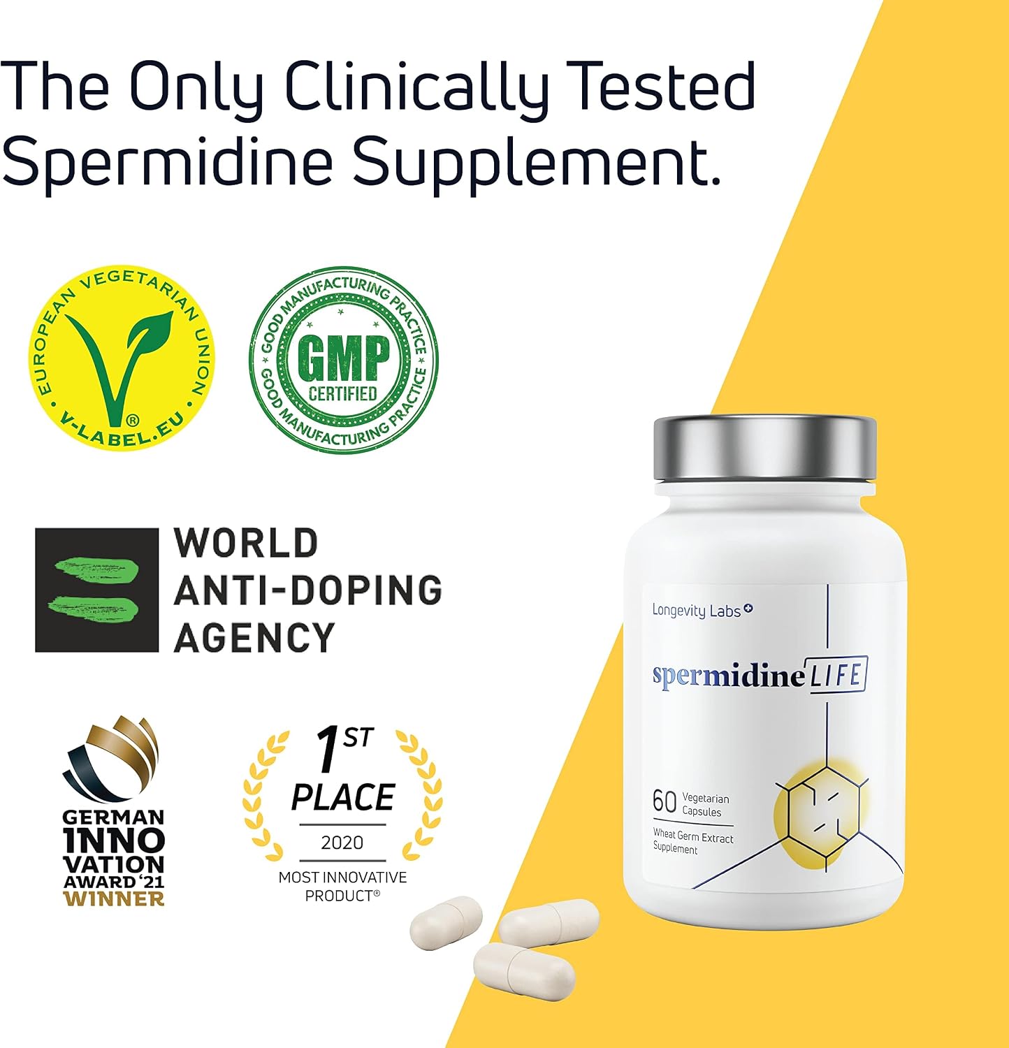 spermidineLIFE Natural Suplemento de Espermidina y Zinc - 60 Cápsulas Veganas