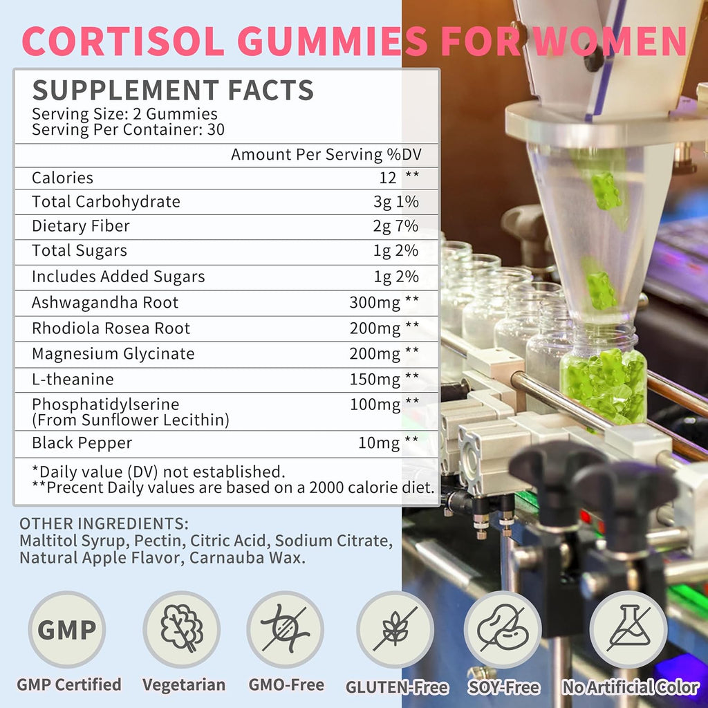 Gominolas de Cortisol para Mujer - Hudetex, 180 unidades