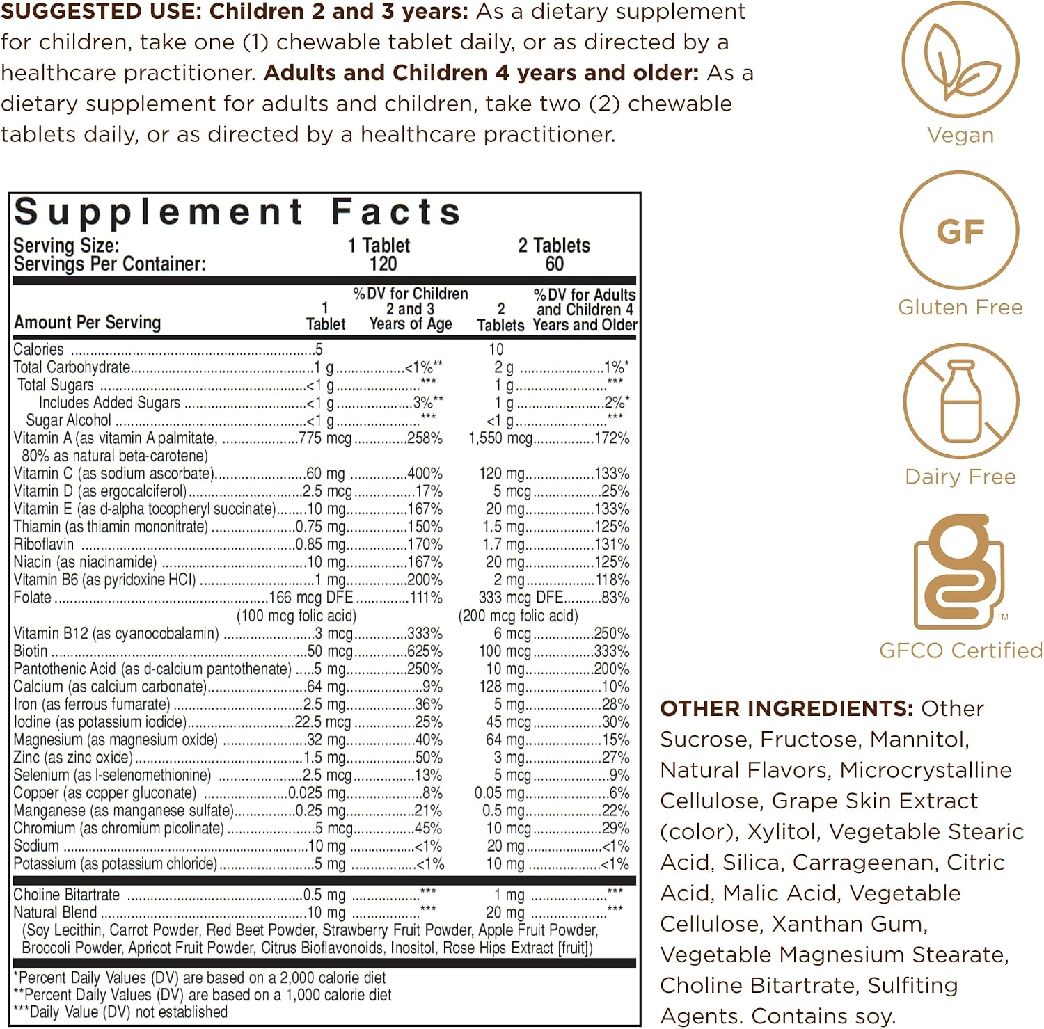 Solgar Kangavites Multivitamínico y Mineral Comprimidos Masticables, Sabor Bouncin' Berry, 120 Unidades