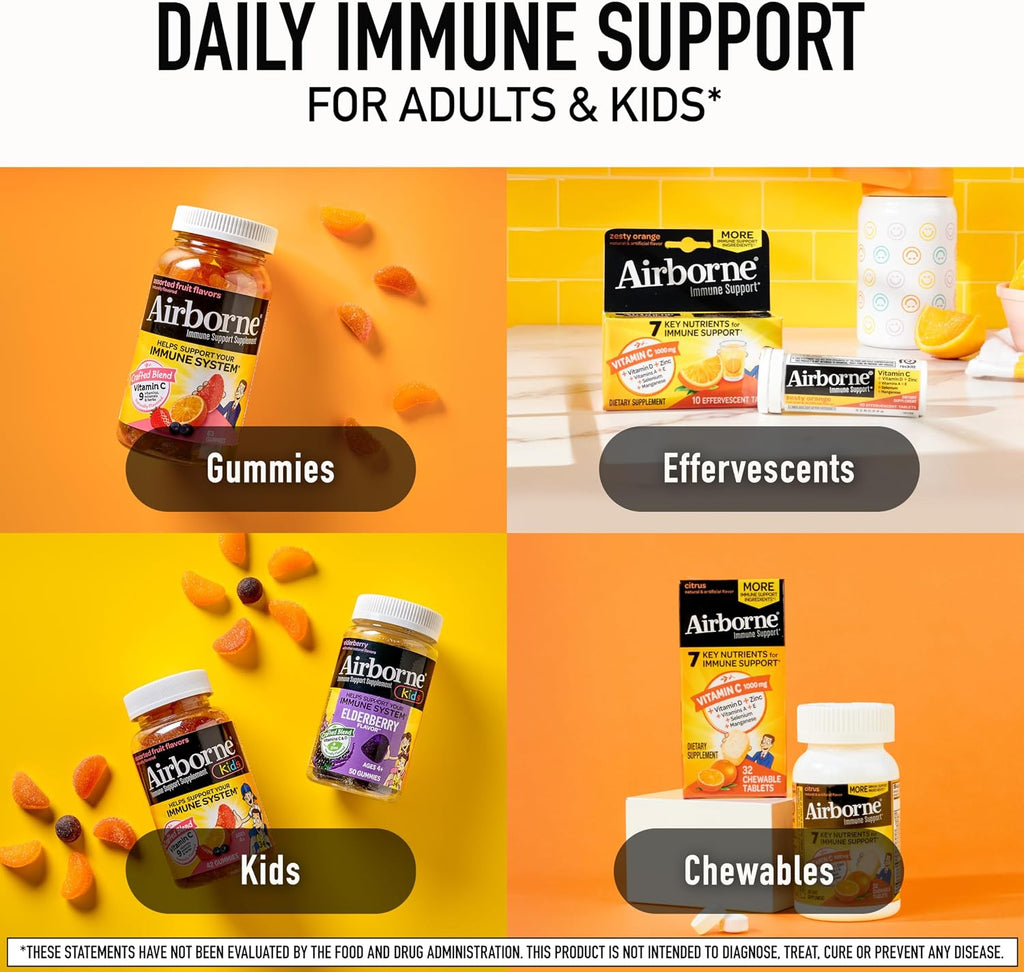 Airborne 750mg Vitamina C Gomitas para Adultos - Apoyo Inmunitario con Antioxidantes y Selenio - 42 Gomitas Sabor Bayas