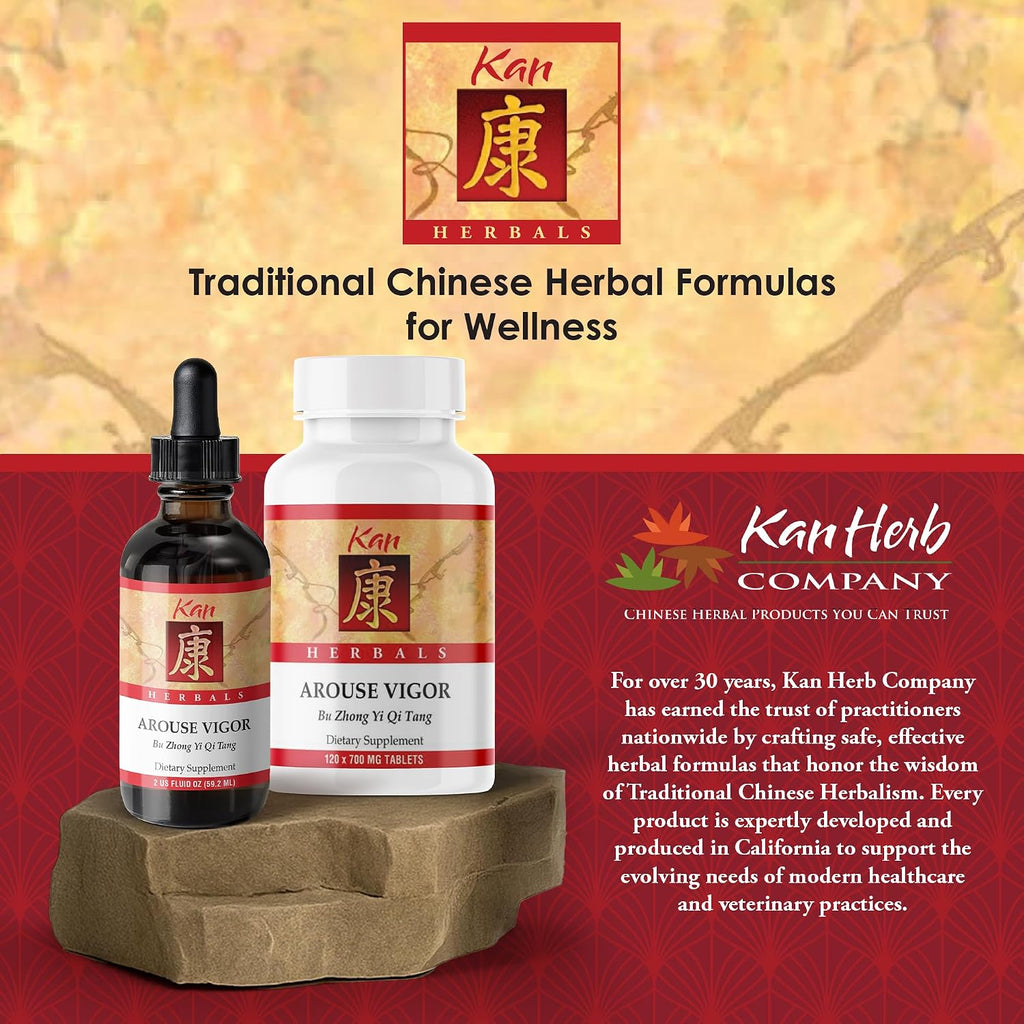 Kan Herb Company Arouse Vigor – Fórmula herbal tradicional con astrágalo, ginseng, atractilodes y cáscara de mandarina – 120 comprimidos