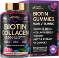 Gomitas de Biotina con Colágeno, 10000mcg, Sin Azúcar, 60 Gomitas