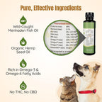 Lifeline Aceite Premium Omega 3 de Pescado y Cáñamo para Perros y Gatos | Apoyo para Piel, Pelaje y Articulaciones | Suplemento Calmante con Astaxantina – 8.5 oz