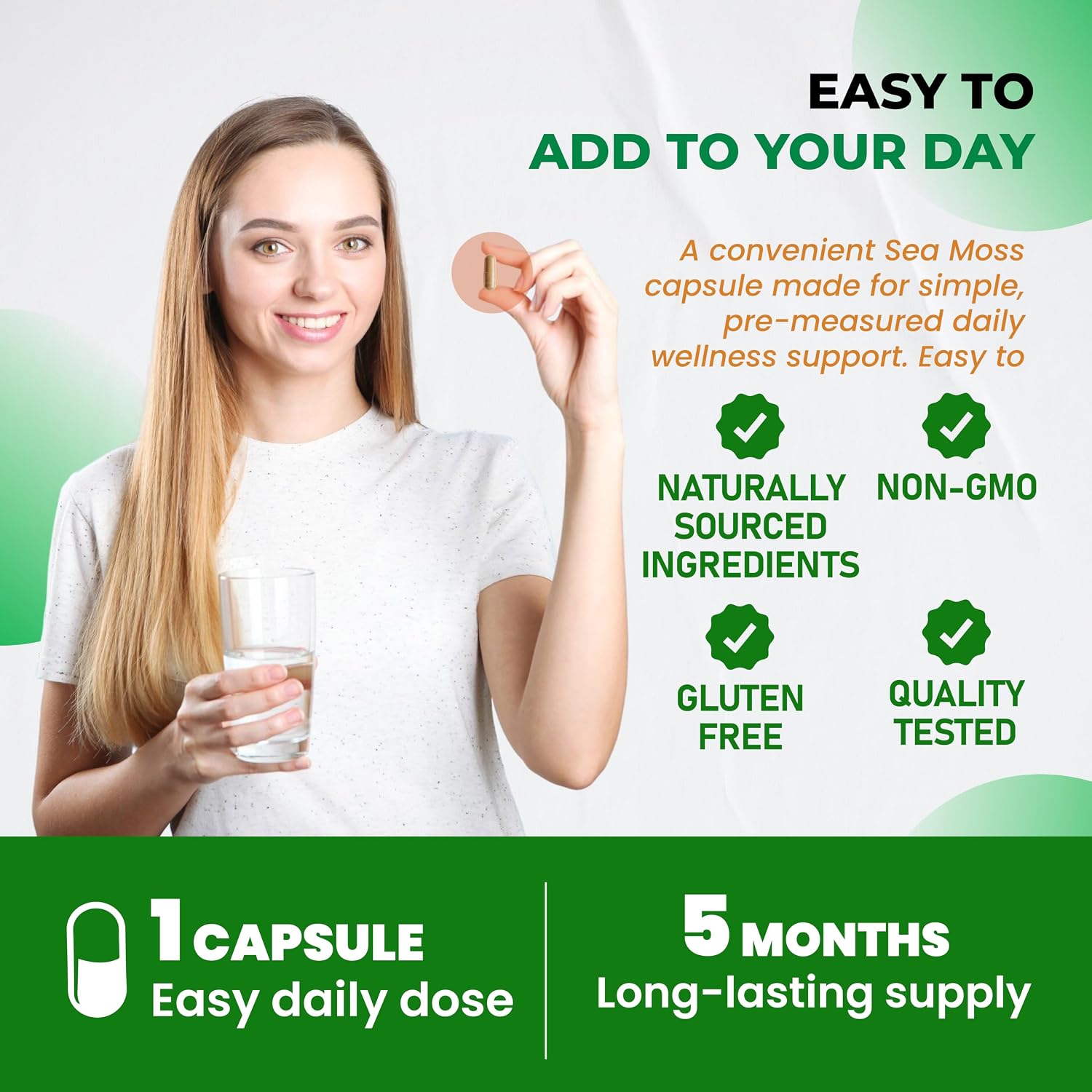 Ultra Herbs Cápsulas de Sea Moss con Aceite de Nigella, Ashwagandha, Vitamina D3 y C | 12 en 1 | Apoyo Inmunológico | 150 Cápsulas | Sin Gluten | No GMO