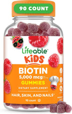 Lifeable Kids Biotin Gummies - 5000mcg - 90 Gominolas de Biotina para Niños