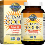 Garden of Life Vitamin Code - Vitamina D3 2000 UI - 120 Cápsulas - Complemento Alimenticio con Probióticos y Enzimas