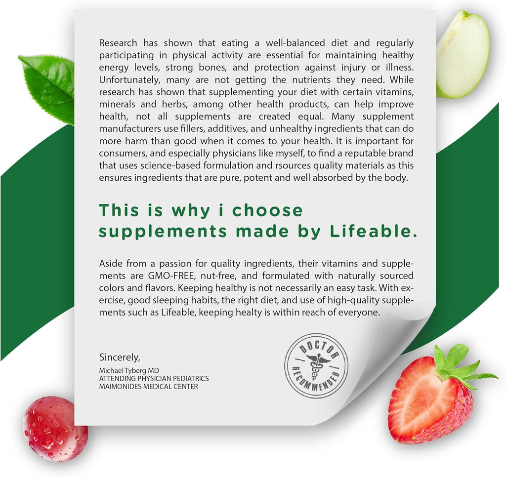 Lifeable Multivitamínico y Multimineral con Hierro para Niños - 150 Comprimidos Masticables Sabor Uva y Bayas