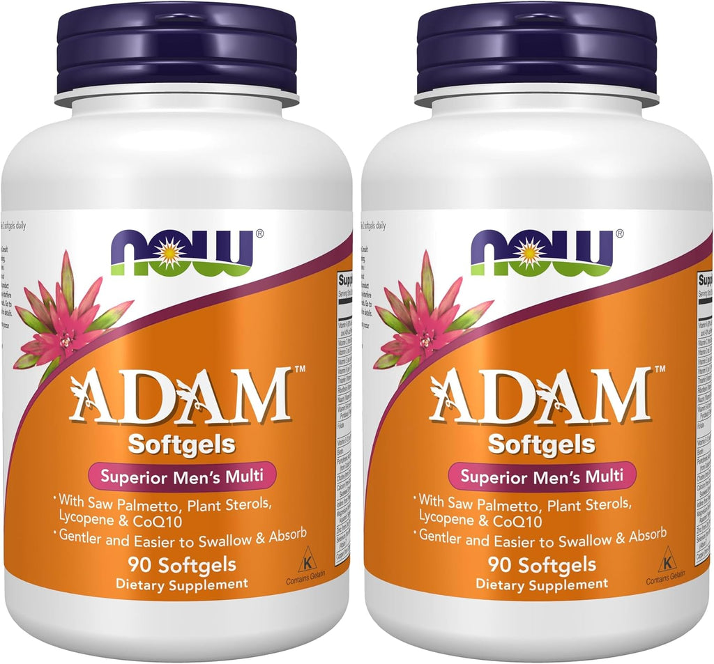 NOW Supplements, ADAM™ Multivitamínico para Hombres con Saw Palmetto, Esteroles Vegetales, Licopeno y CoQ10, 90 Cápsulas Blandas
