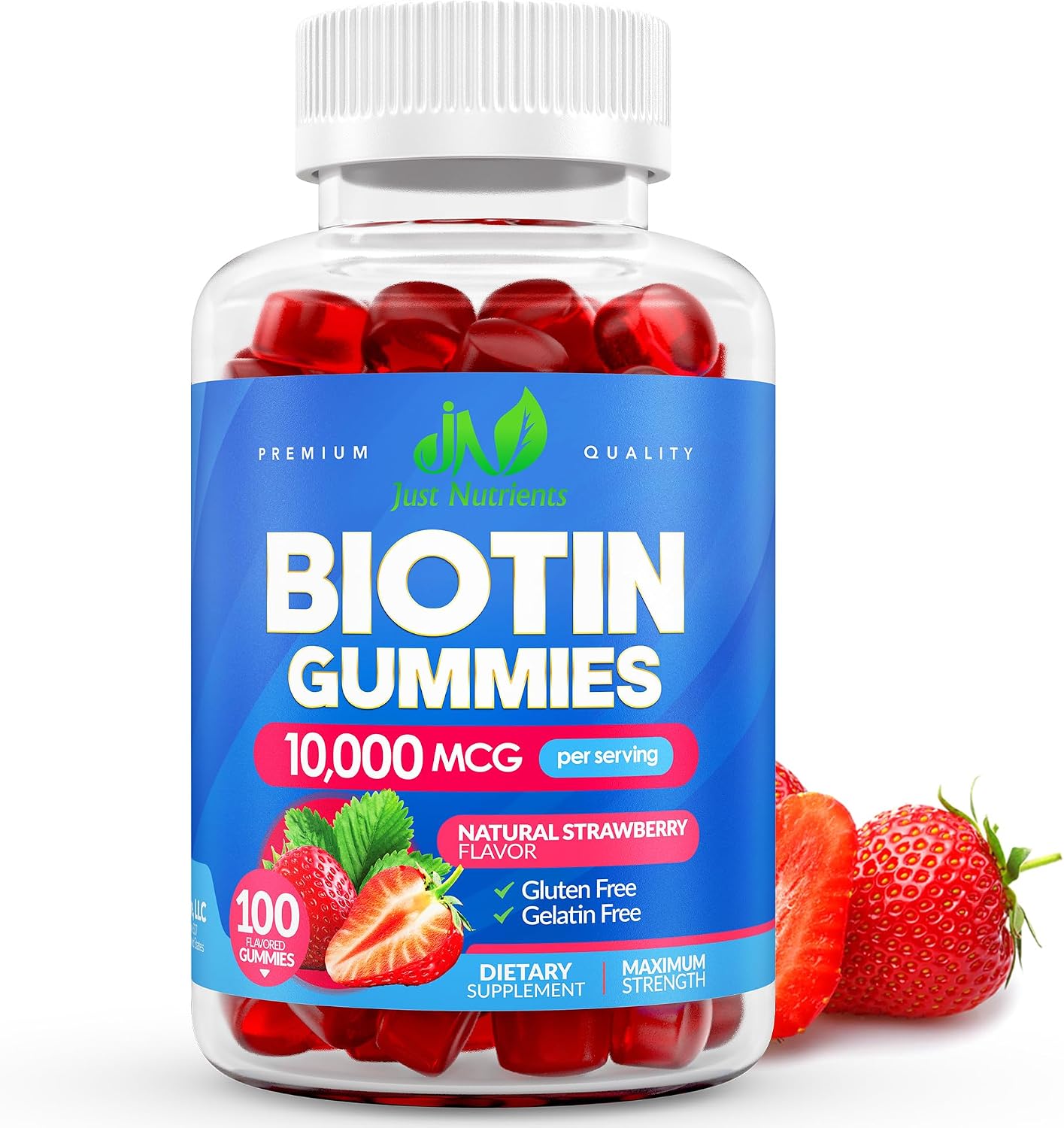 Biotina 10.000 µg Gominolas para el Mantenimiento de Cabello, Piel y Uñas - 60 Gominolas (1 Mes)