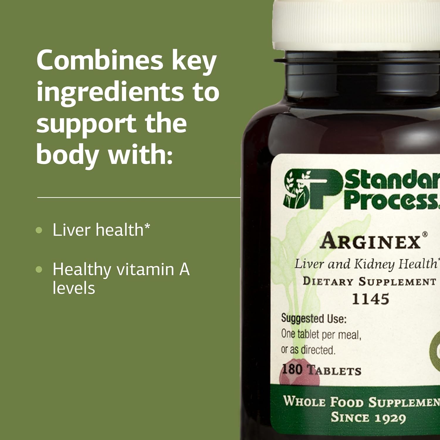 Standard Process Arginex - Complemento alimenticio con vitamina A (180 comprimidos)
