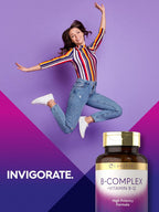 Complejo B con B12 de Carlyle | 300 Comprimidos | Fórmula de Alta Potencia | Suplemento Vegetariano y No-GMO