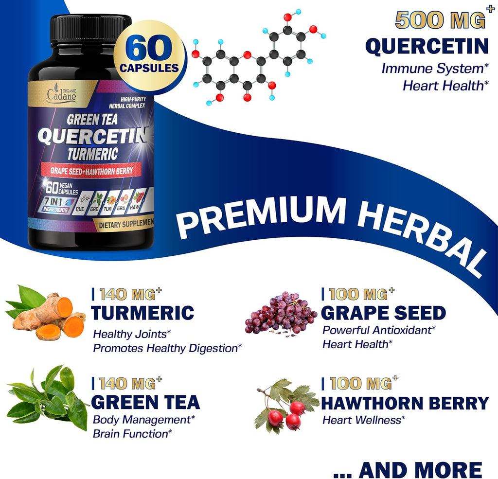 Organic Cadane Quercetin Suplemento Orgánico - 60 Cápsulas Superfood