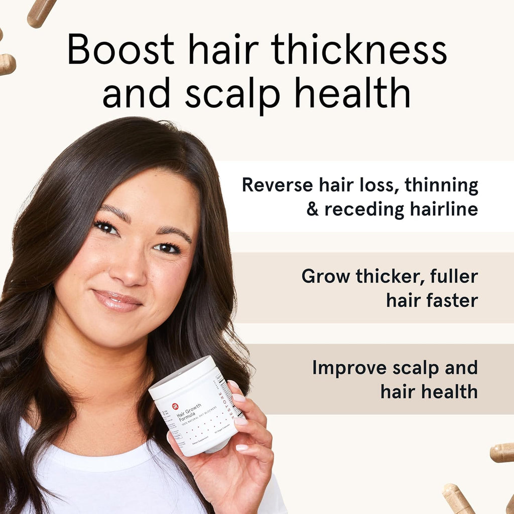 iRestore Suplemento de Crecimiento Capilar - Vitaminas para la Caída del Cabello para Mujeres y Hombres - Biotina y Bloqueador de DHT - 90 Cápsulas (30 Días)