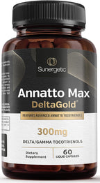 Sunergetic Premium Annatto Tocotrienol – Vitamina E 300 mg – DeltaGold – 30 Cápsulas Líquidas