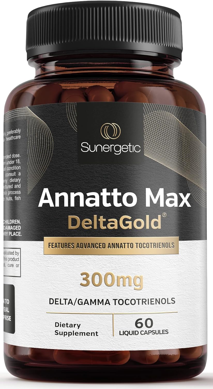 Sunergetic Premium Annatto Tocotrienol – Vitamina E 300 mg – DeltaGold – 30 Cápsulas Líquidas