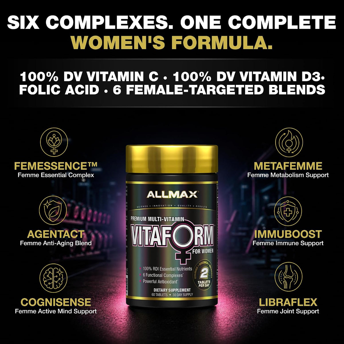 ALLMAX VITAFORM Multivitamínico para Mujeres - 60 Comprimidos (30 Dosis) – Image 3