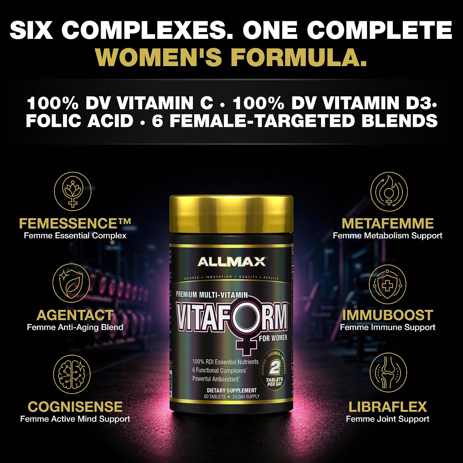ALLMAX VITAFORM Multivitamínico para Mujeres - 60 Comprimidos (30 Dosis)