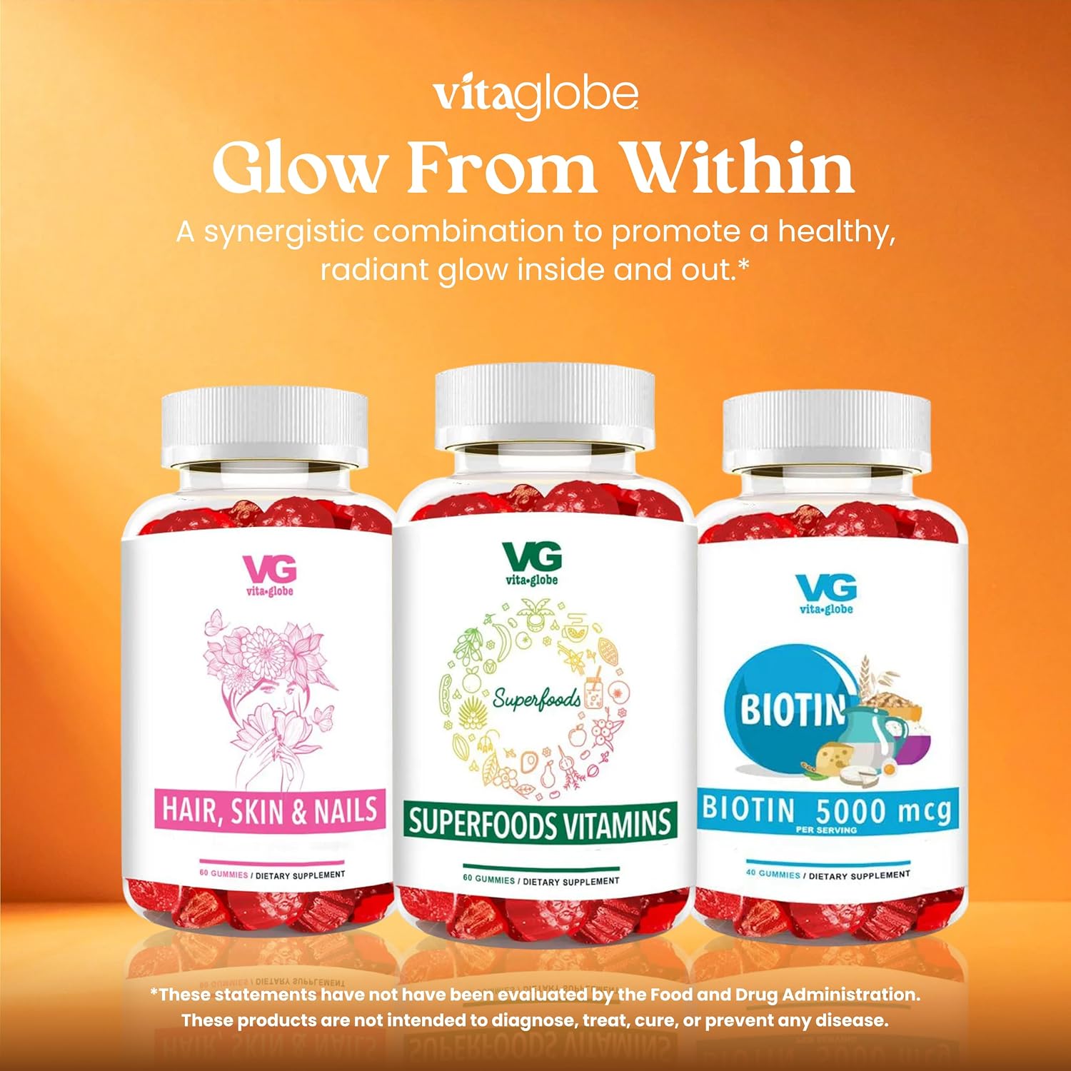 VITA GLOBE Superfood Gummy Vitamins – Gominolas de Superalimentos para Apoyo Inmunitario y Antioxidante – 60 Unidades