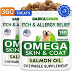 BARK&SPARK Pack de 2 Omega 3 para Perros - 360 Chews de Salmón